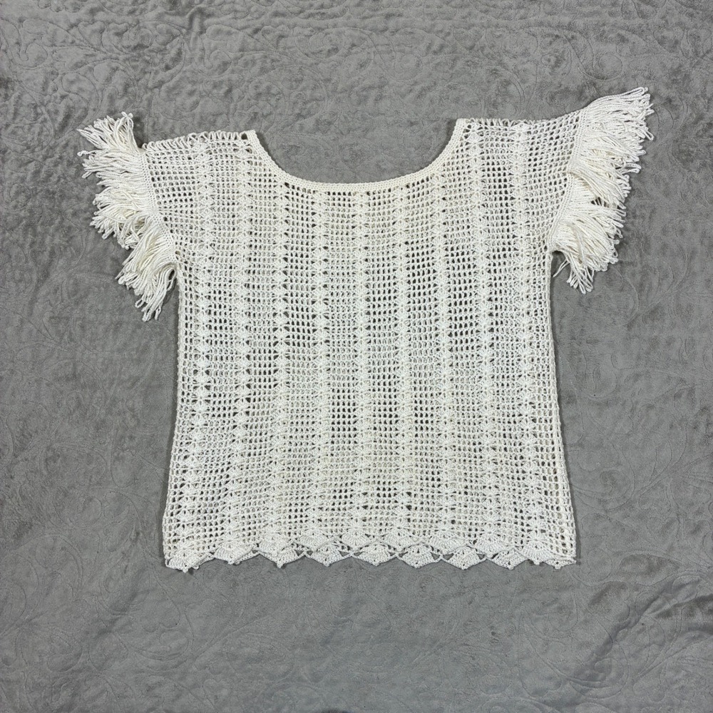 Unbranded Crochet Knit Fringe Top Size M Western Country Concert Rodeo Boho